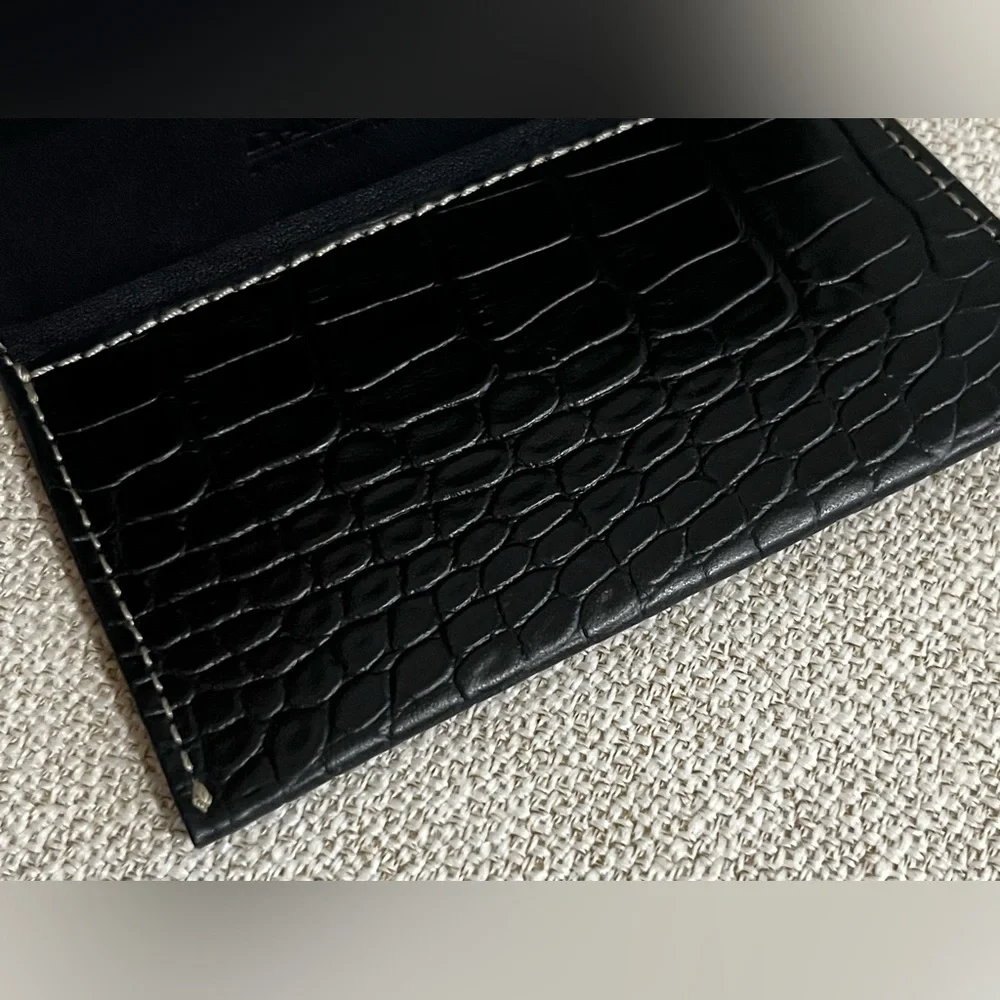 Daniel Swarovski Black Croc-Embossed Leather Wallet with Crystal EUC